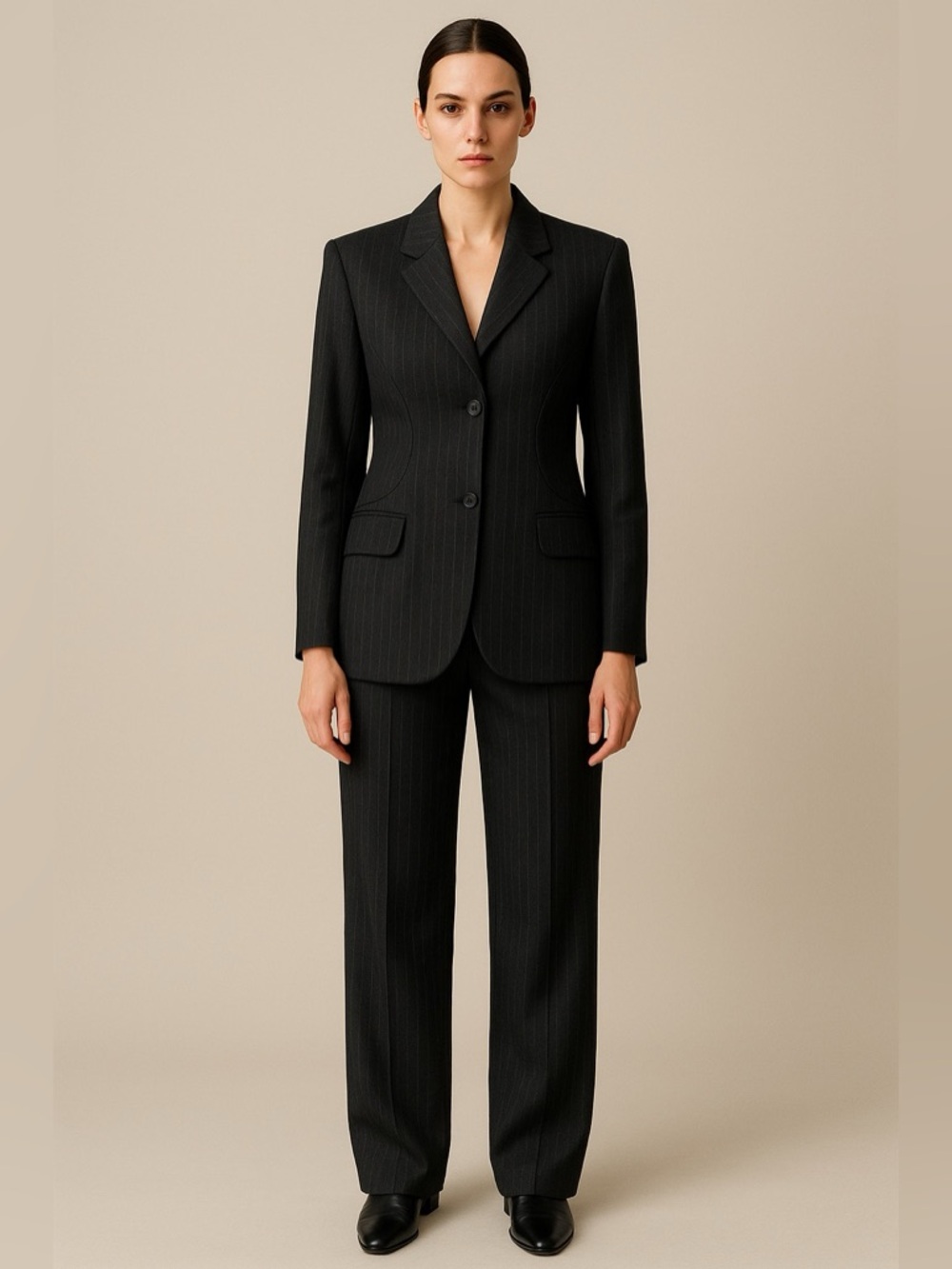 le chateau Black Pinstripe Women’s pantsuit